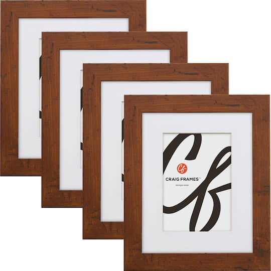 Craig Frames 4 Pack: Bauhaus 125 Dark Walnut Picture Frame with Mat